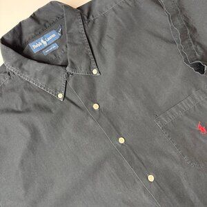 Polo Ralph Lauren Shirt Mens 2XLT Black Red Pony Short Sleeve Button Up Cotton